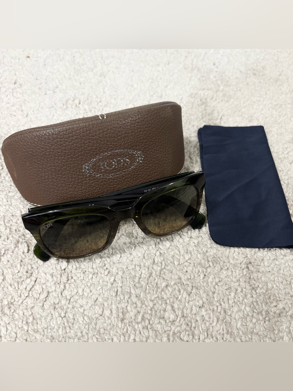 TODS Green Squared Frame Sunglasses